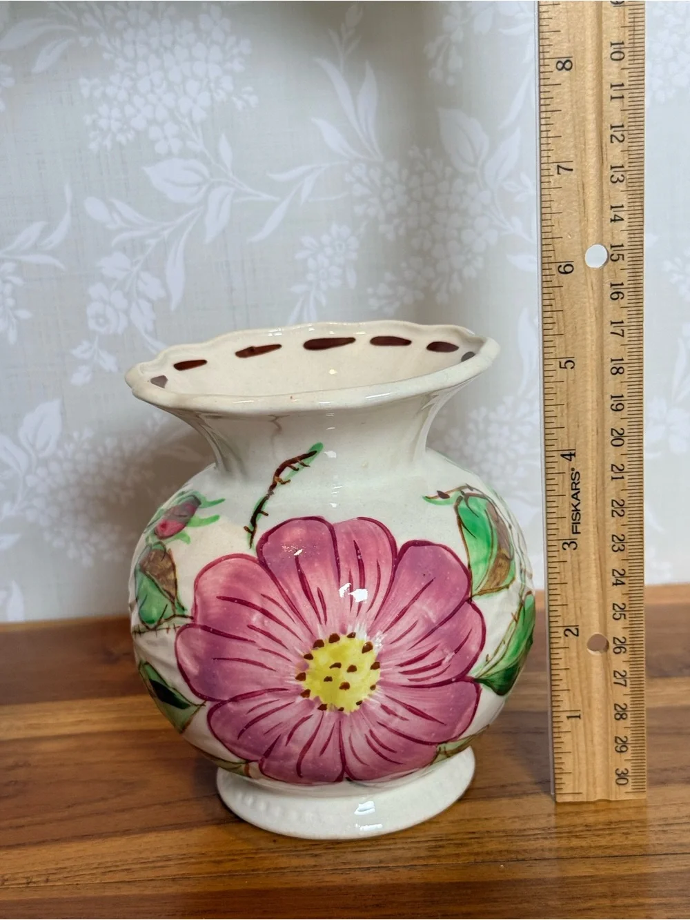 Vintage Hand-Painted Floral Ceramic Vase Blue Ridge Southern Pottery
